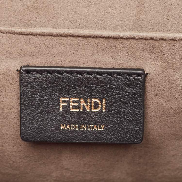 Pre Owned Fendi Brown/Black Zucca Embossed Leather Kan I F Top Handle Bag