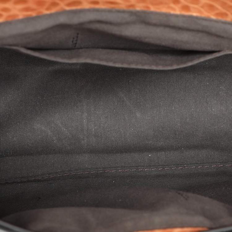 Pre Owned Fendi Black/Brown Patent and Leather B Shoulder Bag