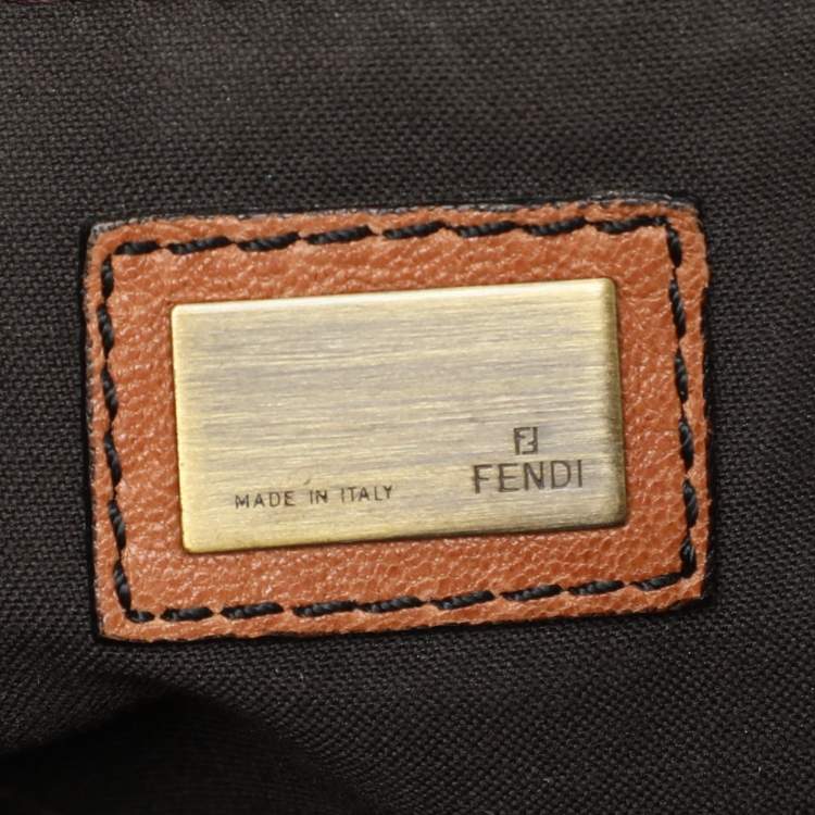 Pre Owned Fendi Black/Brown Patent and Leather B Shoulder Bag
