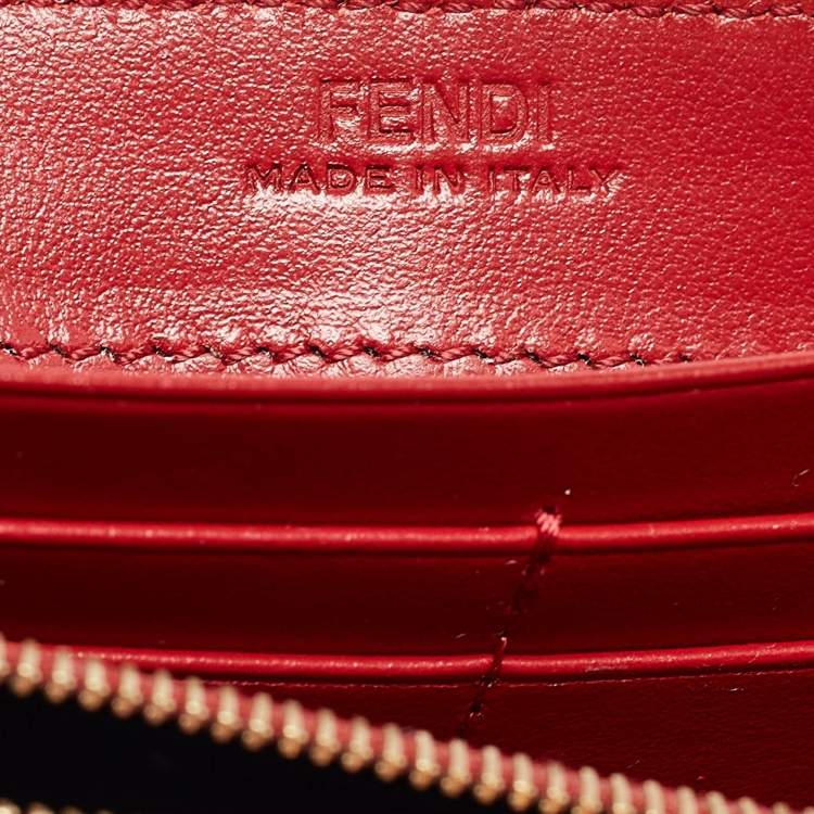 Pre Owned Fendi Red/Brown Zucca Leather F is Fendi Continental Wallet