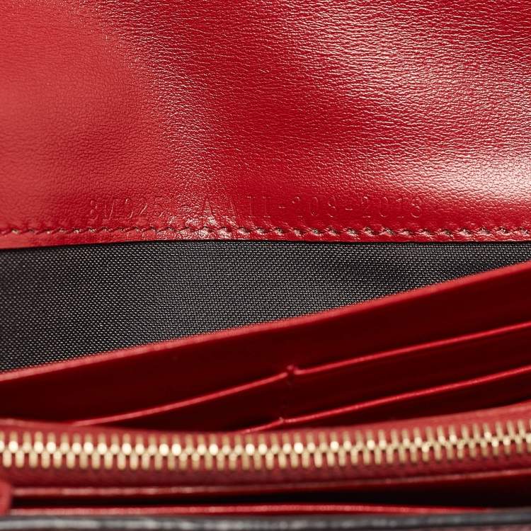 Pre Owned Fendi Red/Brown Zucca Leather F is Fendi Continental Wallet