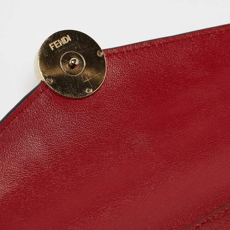 Pre Owned Fendi Red/Brown Zucca Leather F is Fendi Continental Wallet