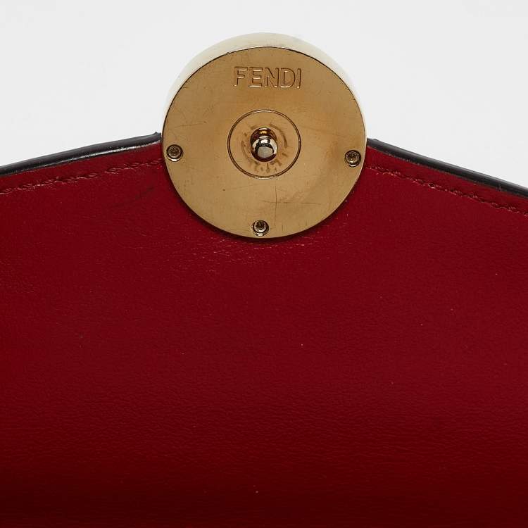 Pre Owned Fendi Red/Brown Zucca Leather F is Fendi Continental Wallet