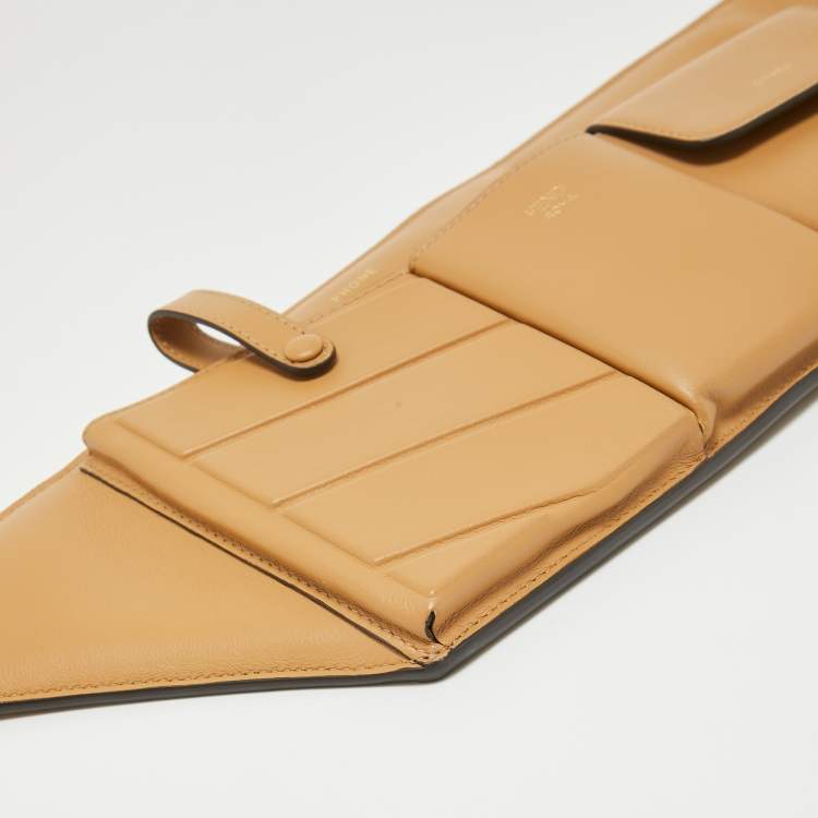 Pre Owned Fendi Tan Leather 3 Pockets Organizer Belt Bag