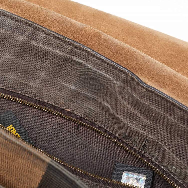 Pre Owned Fendi Black Stripe Embossed Leather Large Claudia Shoulder Bag
