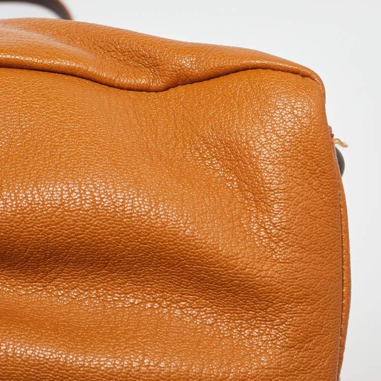 Pre Owned Fendi Mustard Leather Regular Peekaboo Top Handle Bag