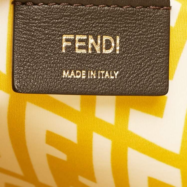 Pre Owned Fendi x Sarah Coleman Yellow FF Vertigo Canvas and Leather Shopper Tote