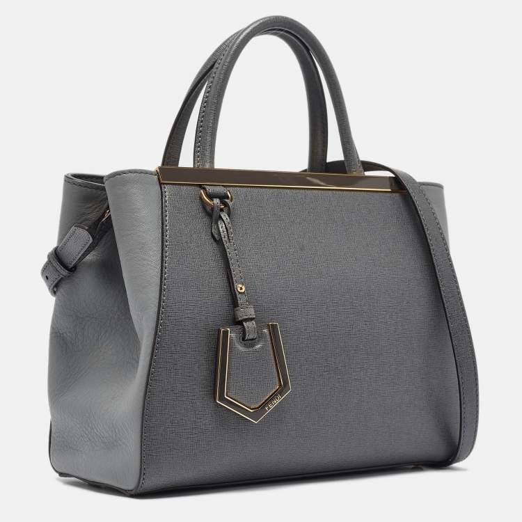 Pre Owned Fendi Grey Leather Petite Sac 2jours Tote