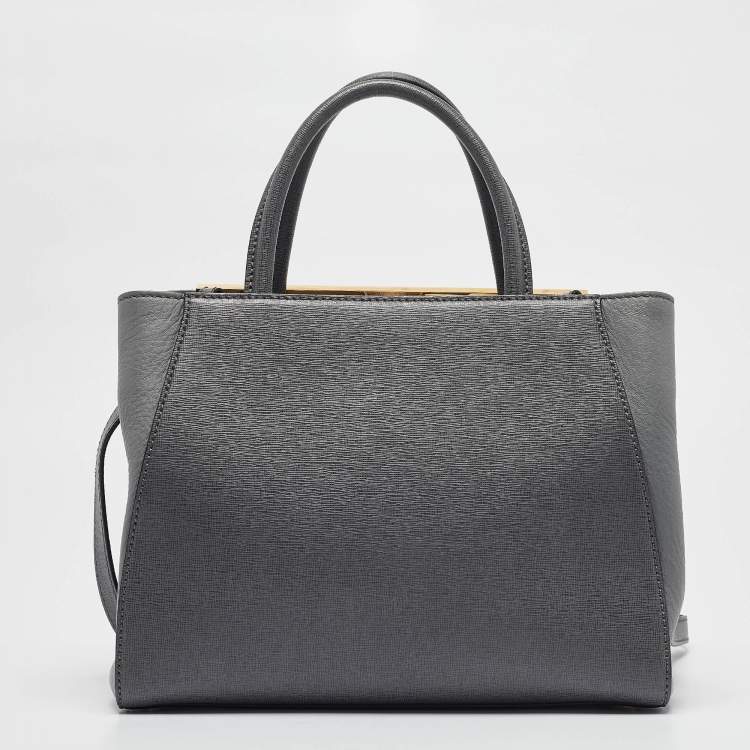 Pre Owned Fendi Grey Leather Petite Sac 2jours Tote