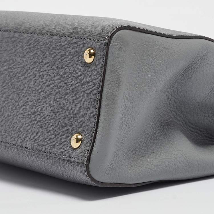 Pre Owned Fendi Grey Leather Petite Sac 2jours Tote