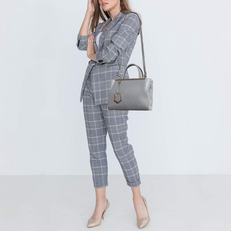 Pre Owned Fendi Grey Leather Petite Sac 2jours Tote