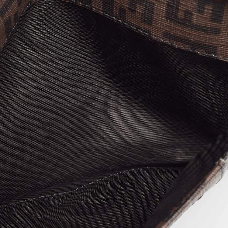 Pre Owned Fendi Dark Brown Zuchinno Coated Canvas Forever Flap Continental Wallet