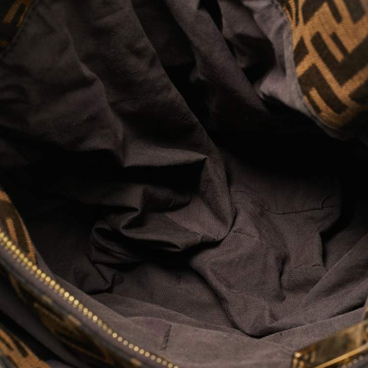 Pre Owned Fendi Tobacco Zucca Canvas Large Mia Shoulder Bag