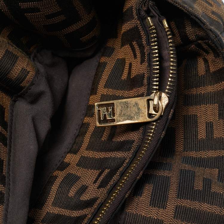 Pre Owned Fendi Tobacco Zucca Canvas Large Mia Shoulder Bag