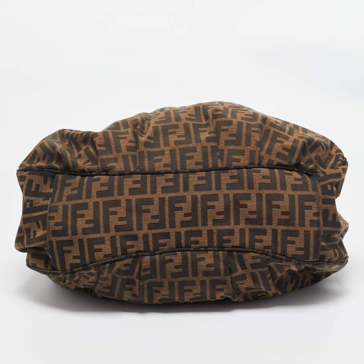 Pre Owned Fendi Tobacco Zucca Canvas Large Mia Shoulder Bag