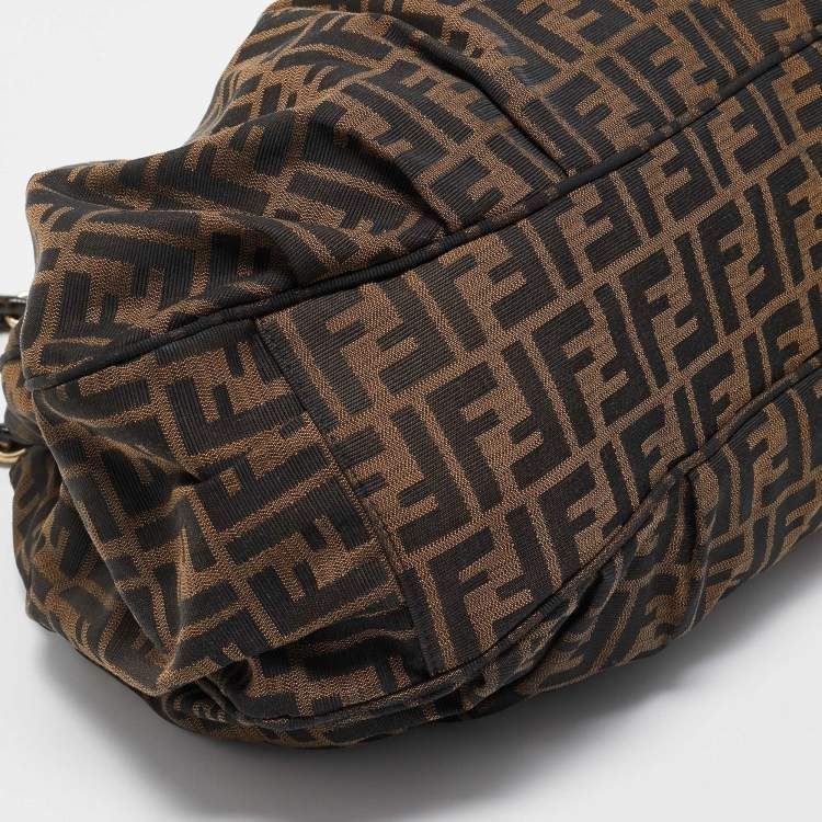 Pre Owned Fendi Tobacco Zucca Canvas Large Mia Shoulder Bag