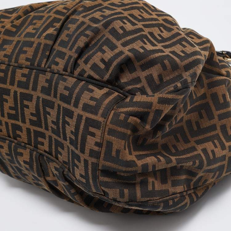 Pre Owned Fendi Tobacco Zucca Canvas Large Mia Shoulder Bag