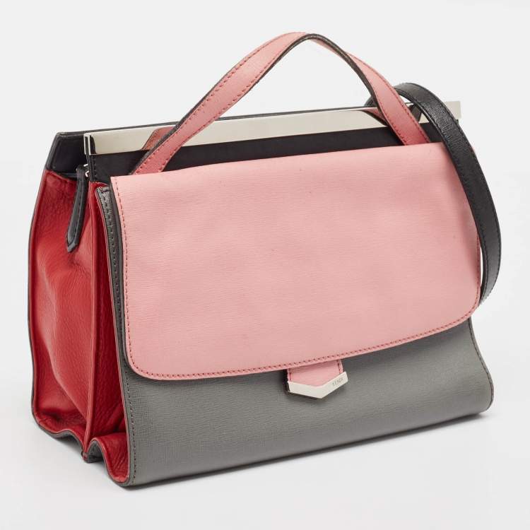 Pre Owned Fendi Tricolor Leather Small Demi Jour Top Handle Bag