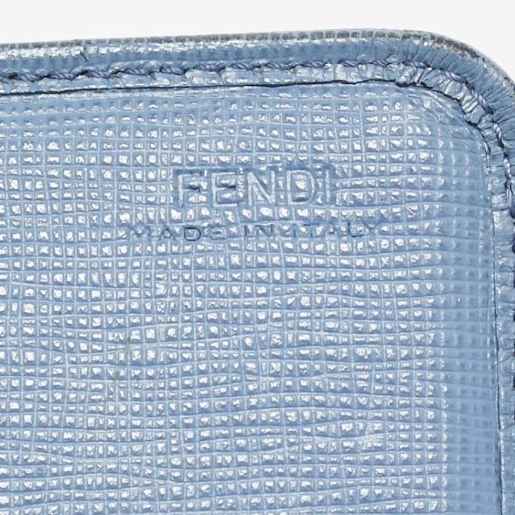 Pre Owned Fendi Brown/Blue Zucca Coated Canvas and Leather Flap Continental Wallet