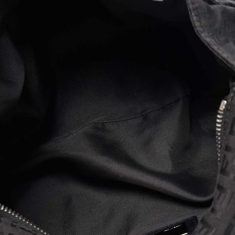 Pre Owned Fendi Black Zuchinno Fabric and Leather Devil Trapezio Tote
