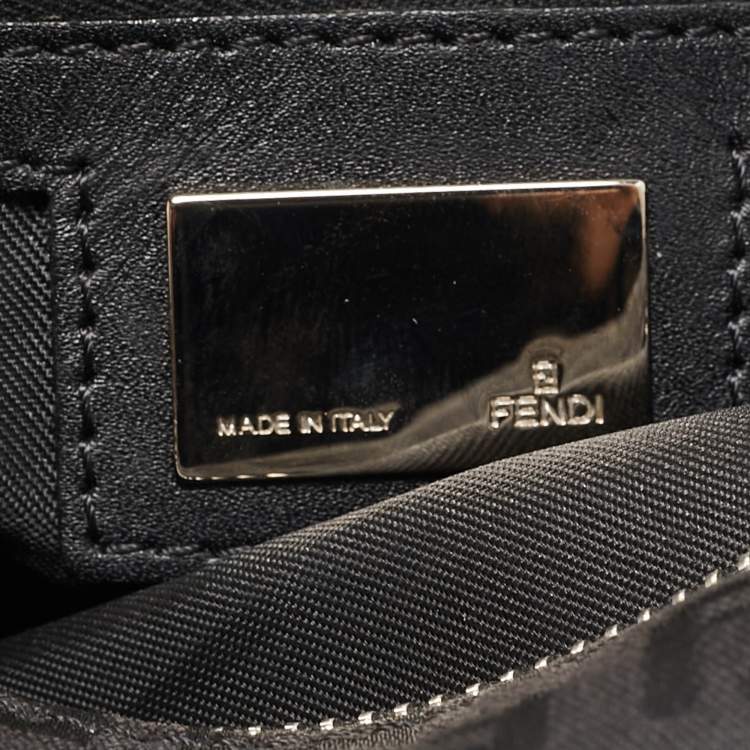 Pre Owned Fendi Black Zuchinno Fabric and Leather Devil Trapezio Tote