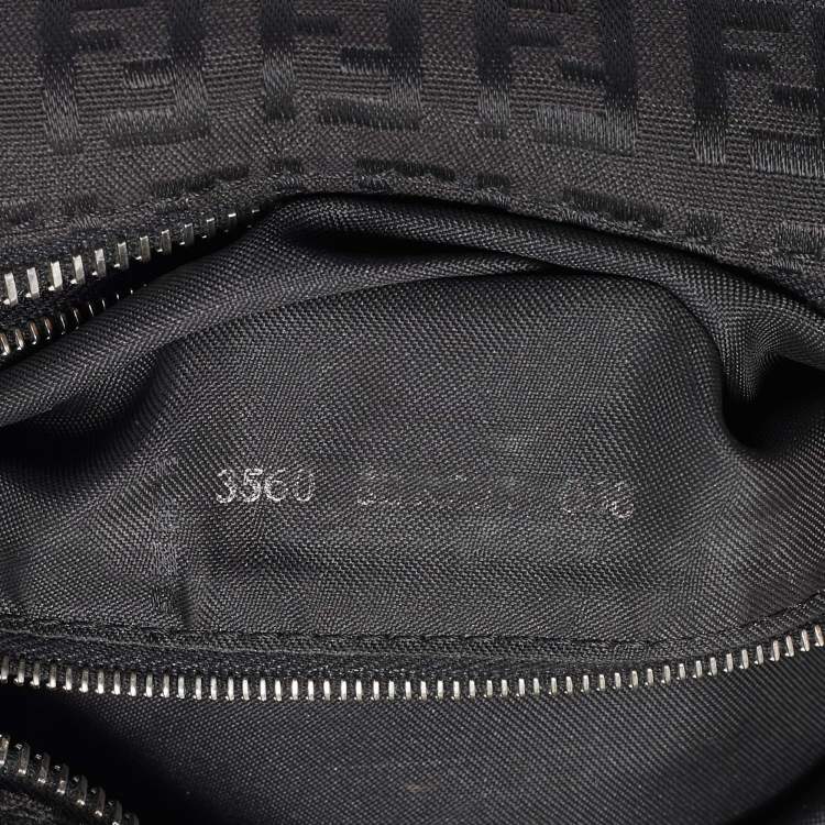Pre Owned Fendi Black Zuchinno Fabric and Leather Devil Trapezio Tote