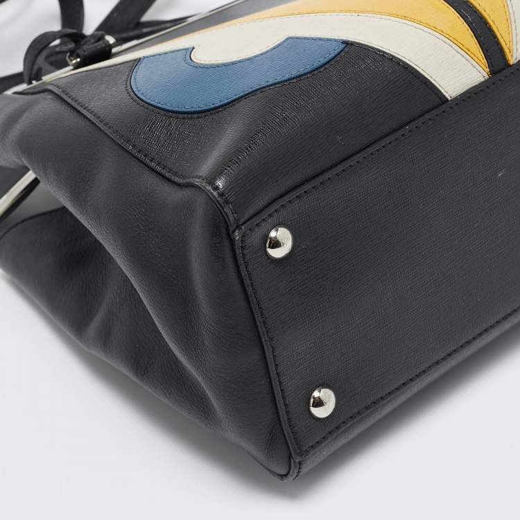 Pre Owned Fendi Black Leather Monster Petite Sac 2jours Tote