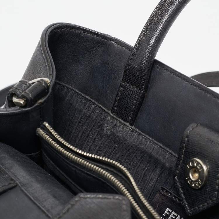 Pre Owned Fendi Black Leather Monster Petite Sac 2jours Tote