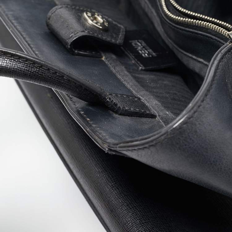 Pre Owned Fendi Black Leather Monster Petite Sac 2jours Tote