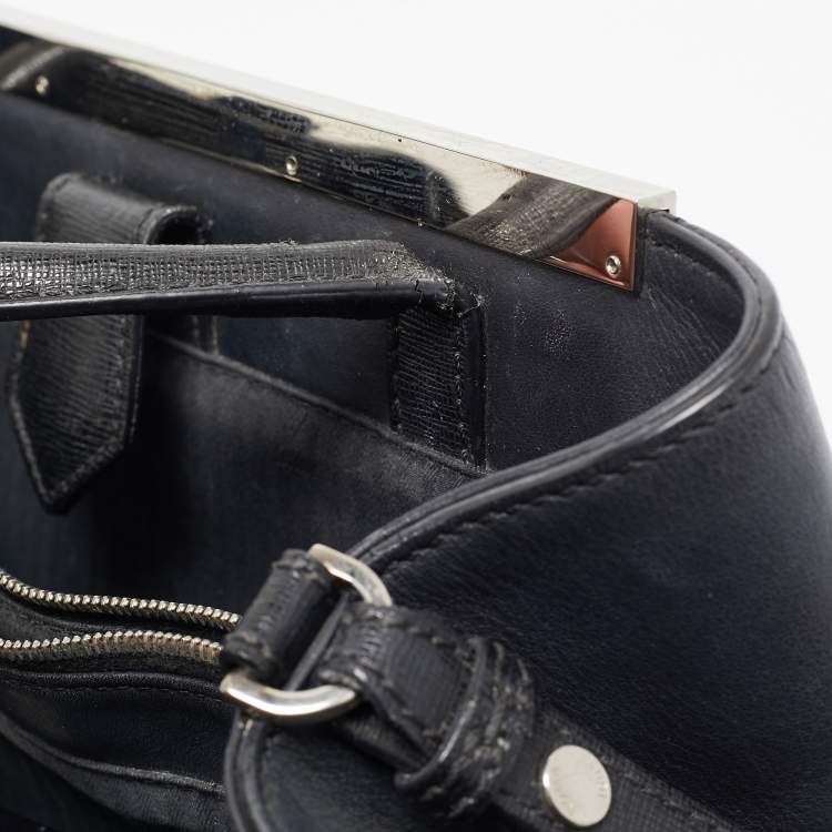 Pre Owned Fendi Black Leather Monster Petite Sac 2jours Tote