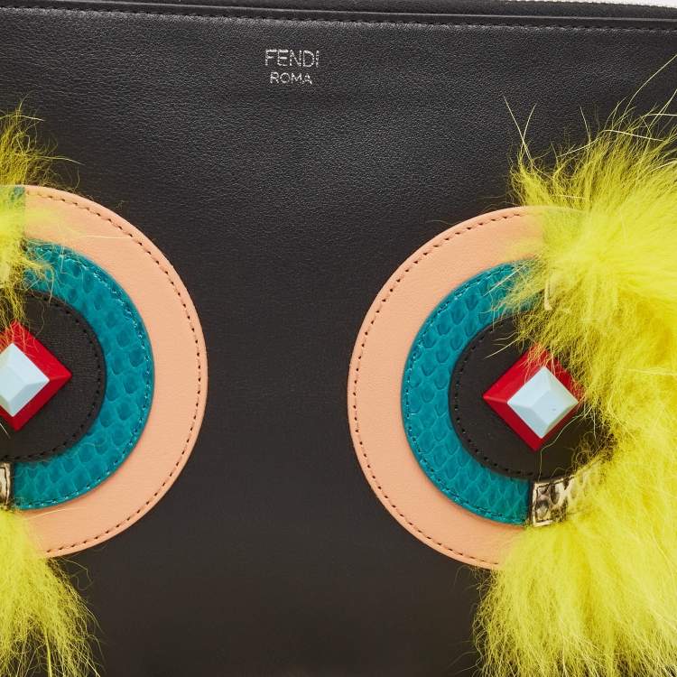 Pre Owned Fendi Multicolor Leather and Snakeskin Dolce Monster Clutch