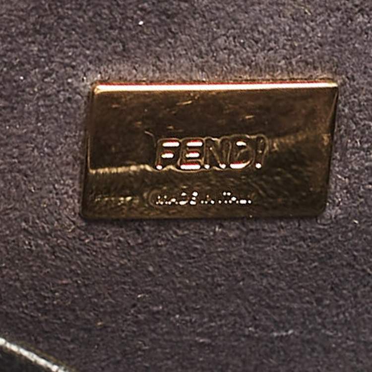 Pre Owned Fendi Black Leather Micro Peekaboo Crystals Crossbody Bag
