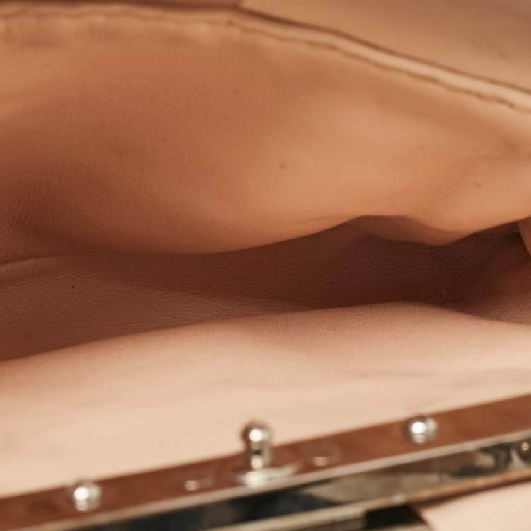 Pre Owned Fendi Beige Leather Micro Peekaboo Embellished Crossbody Bag