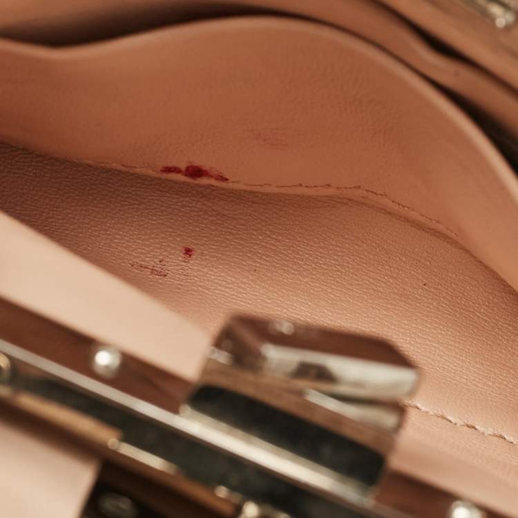 Pre Owned Fendi Beige Leather Micro Peekaboo Embellished Crossbody Bag
