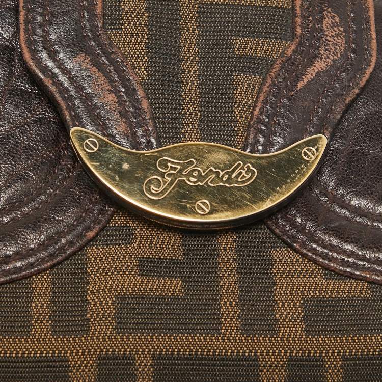 Pre Owned Fendi Tobacco Zucca Canvas and Leather Spy Continental Wallet