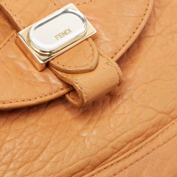 Pre Owned Fendi Brown Leather Spy Moro Hobo