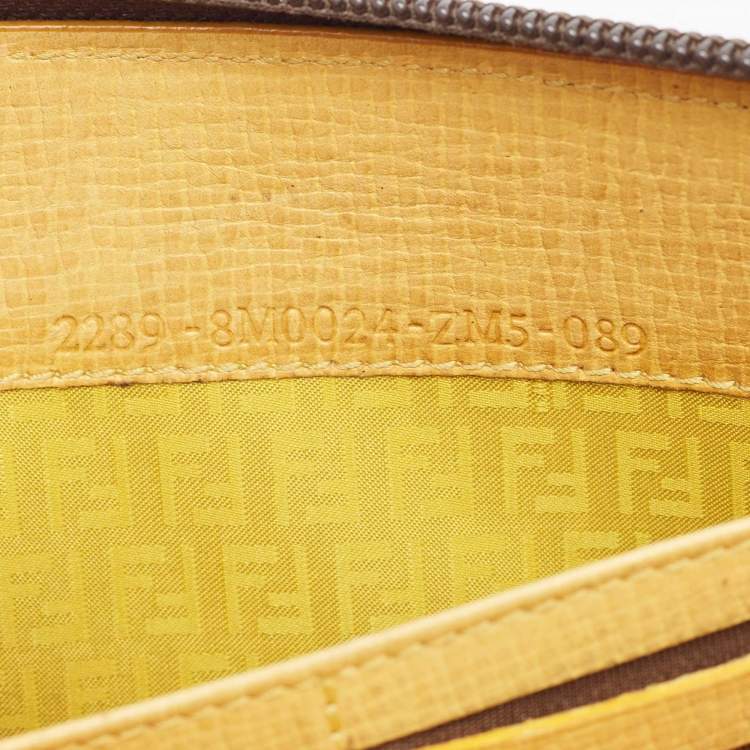 Pre Owned Fendi Tobacco Zucca Coated Canvas Zip Around Continental Wallet
