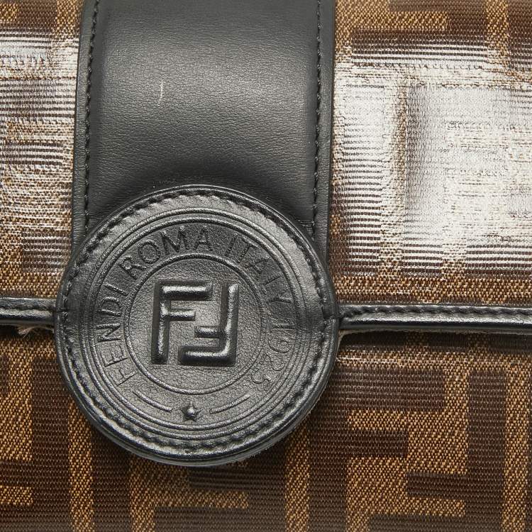 Pre Owned Fendi Black/Brown FF Coated Canvas Mini 1974 Shoulder Bag
