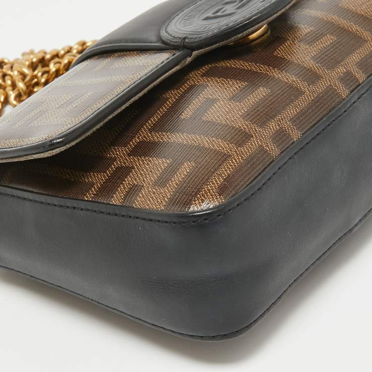Pre Owned Fendi Black/Brown FF Coated Canvas Mini 1974 Shoulder Bag