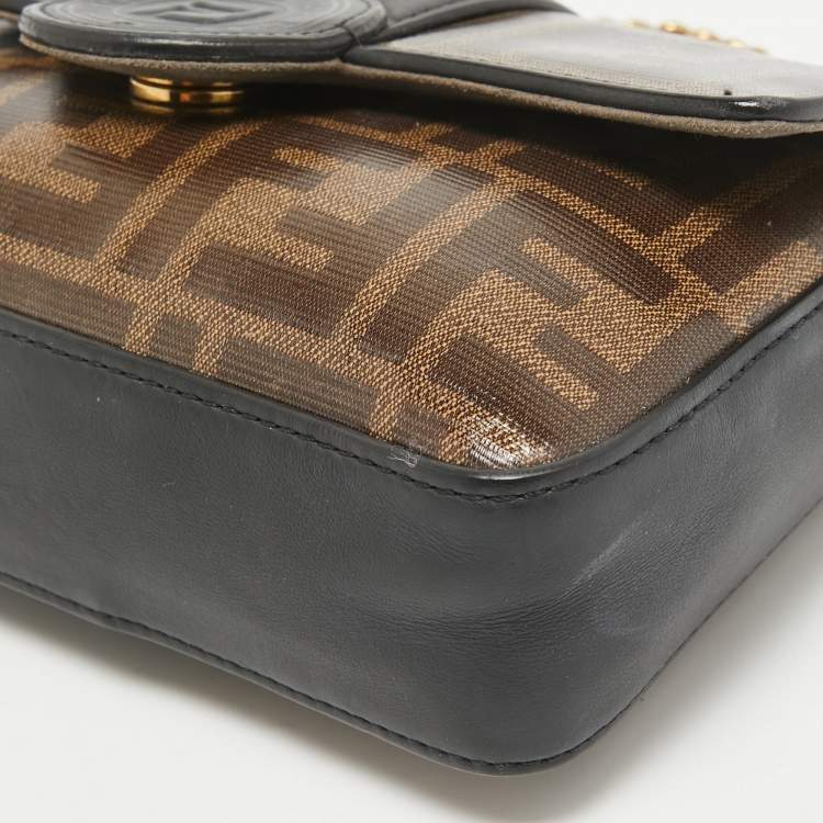 Pre Owned Fendi Black/Brown FF Coated Canvas Mini 1974 Shoulder Bag