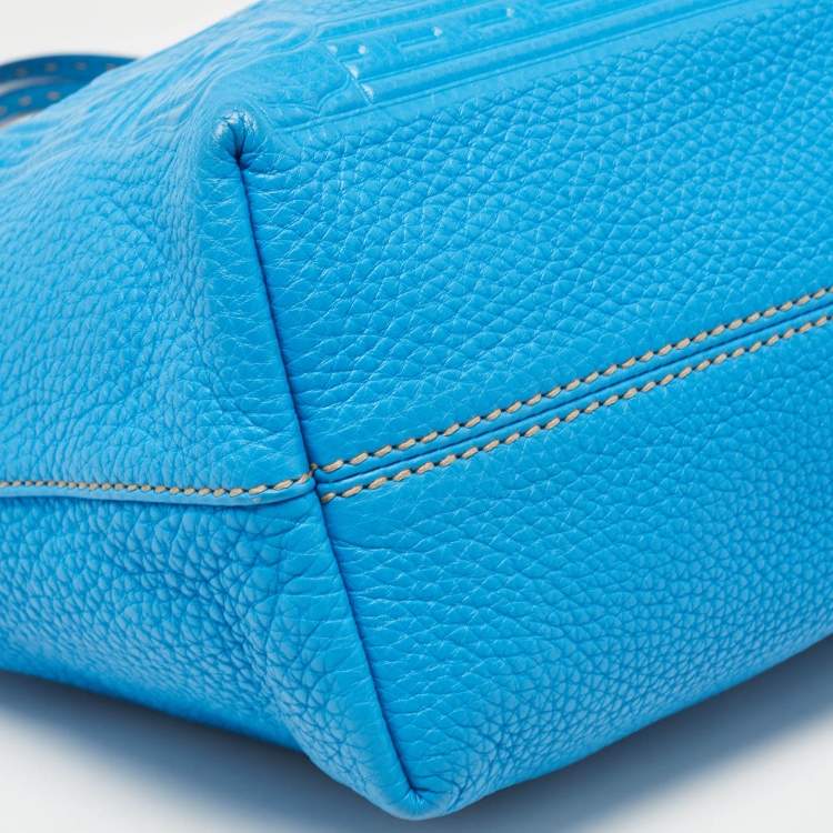 Pre Owned Fendi Blue Selleria Leather Roll Tote 
