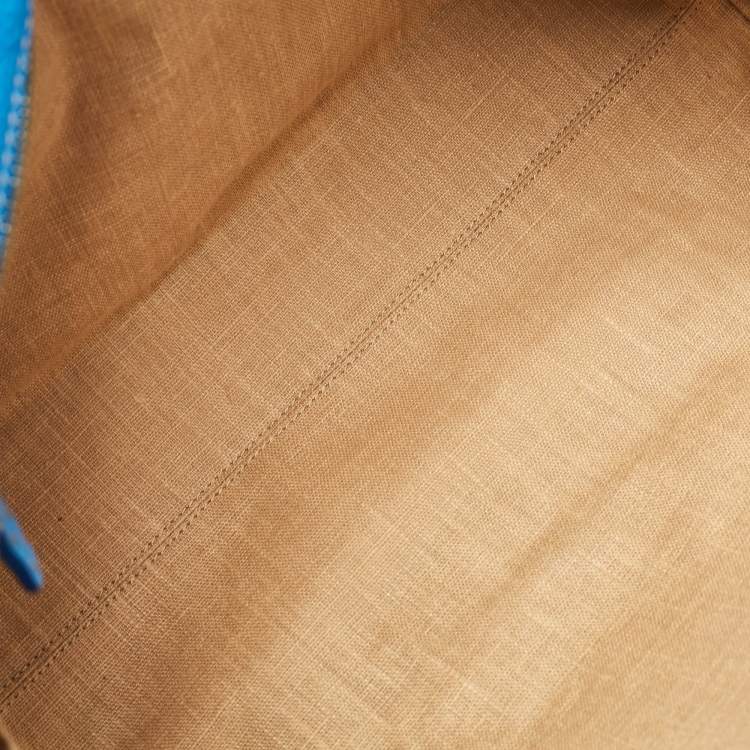 Pre Owned Fendi Blue Selleria Leather Roll Tote 