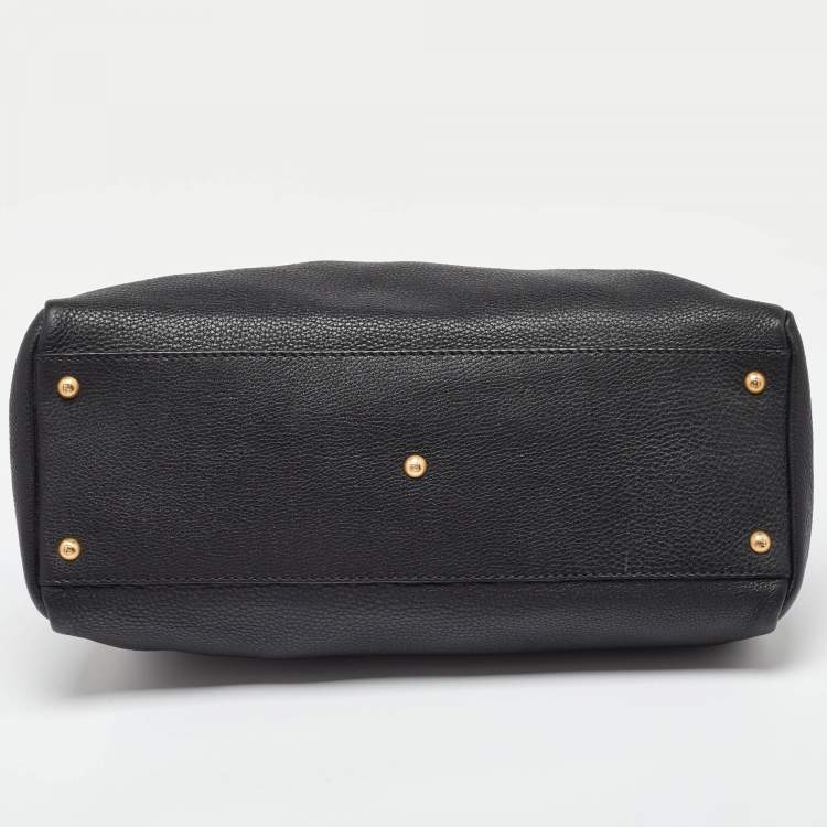 مملوكة مسبقًا Fendi Black Leather Large Selleria Peekaboo Top Handle Bag