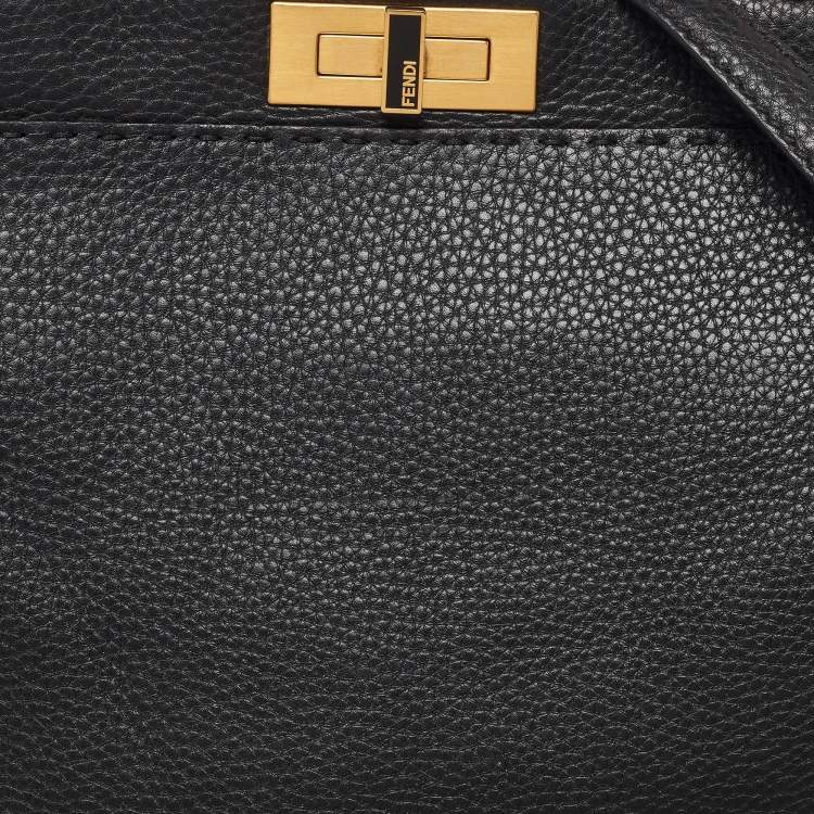 مملوكة مسبقًا Fendi Black Leather Large Selleria Peekaboo Top Handle Bag
