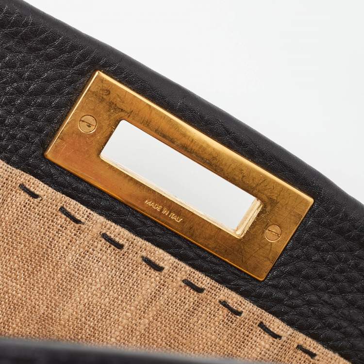 مملوكة مسبقًا Fendi Black Leather Large Selleria Peekaboo Top Handle Bag
