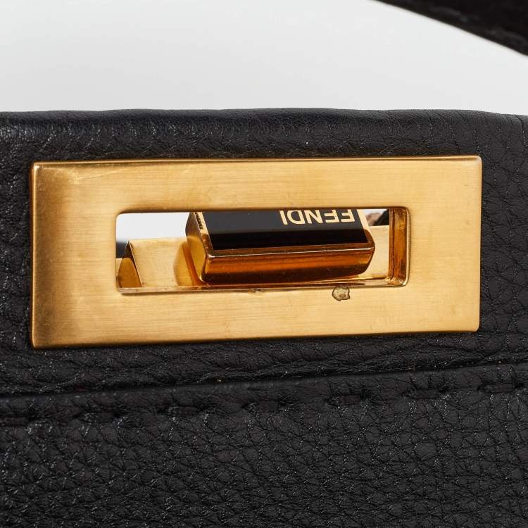 مملوكة مسبقًا Fendi Black Leather Large Selleria Peekaboo Top Handle Bag