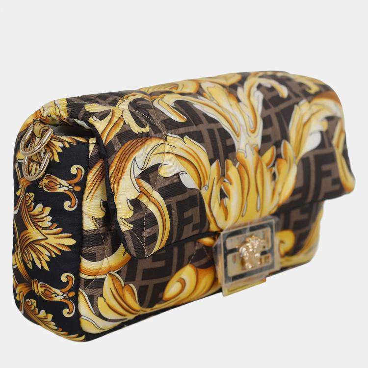Pre Owned Fendi x Versace Brown/ Gold Fendace Baguette Bag