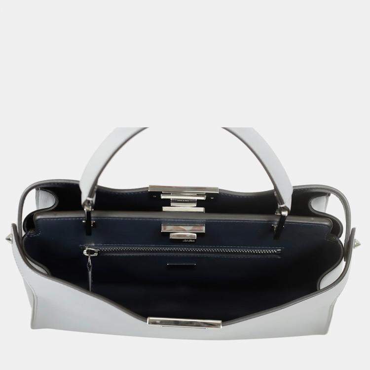 Pre Owned Fendi Light Blue Leather New Large Peekaboo Bag