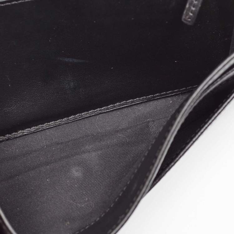 Pre Owned Fendi Black Leather Rainbow Stud Flap Wallet on Chain