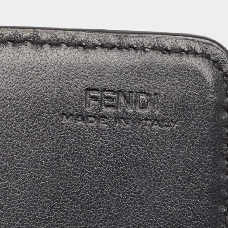 Pre Owned Fendi Black Leather Rainbow Stud Flap Wallet on Chain